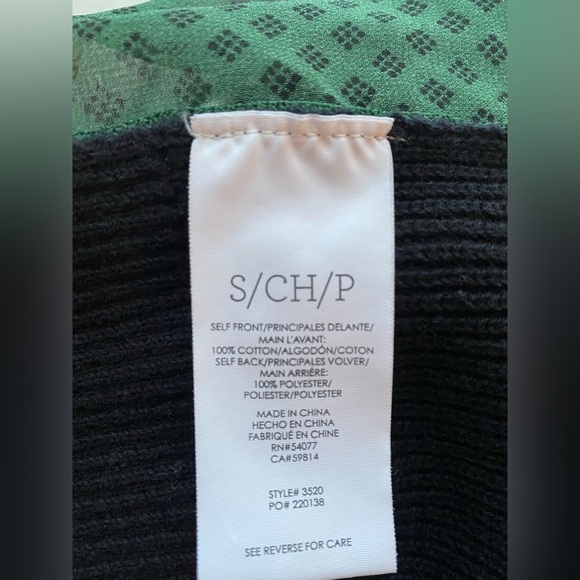 CABI Get Together Black Sweater Green Sheer Back Top, Size Small - Picture 6 of 6